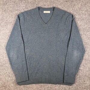 Everlane Sweater Mens L Blue 100% Cashmere Pullover V-Neck Knit Soft